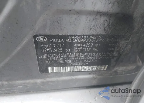2013 Hyundai Sonata Gls из США, поврежденный, VIN 5NPEB4AC5DH608301